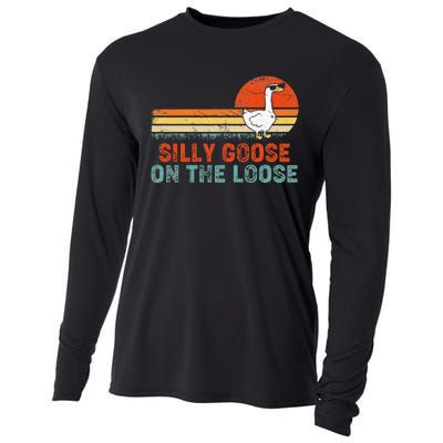 Silly Goose On The Loose Funny Vintage Silliest Goose Cooling Performance Long Sleeve Crew