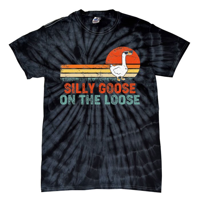 Silly Goose On The Loose Funny Vintage Silliest Goose Tie-Dye T-Shirt