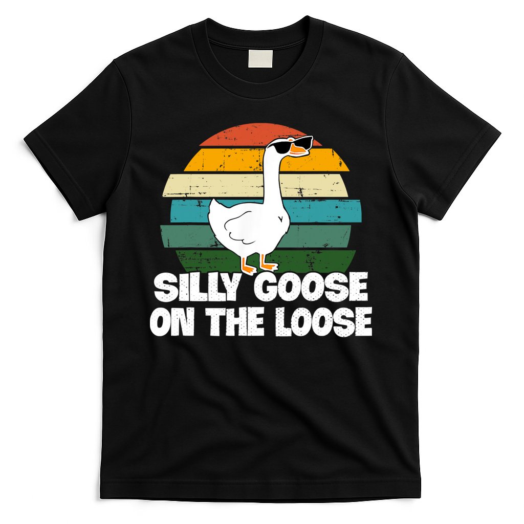 Silly Goose On The Loose Vintage Retro Sunset T-Shirt
