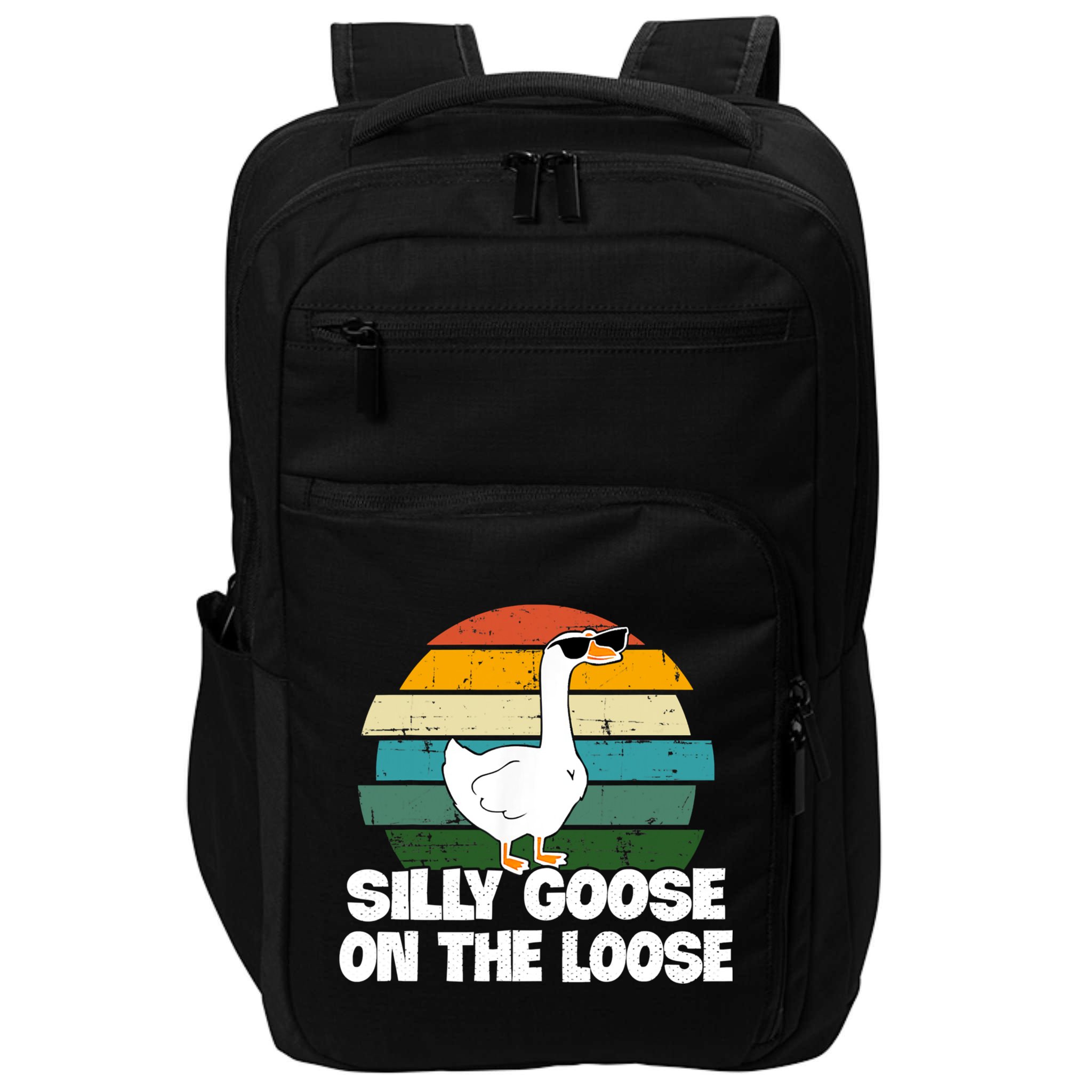 Silly Goose On The Loose Vintage Retro Sunset Impact Tech Backpack