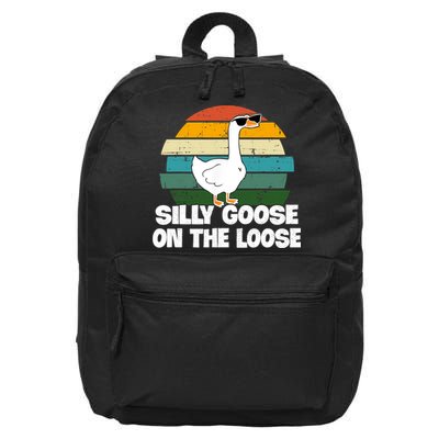 Silly Goose On The Loose Vintage Retro Sunset 16 in Basic Backpack