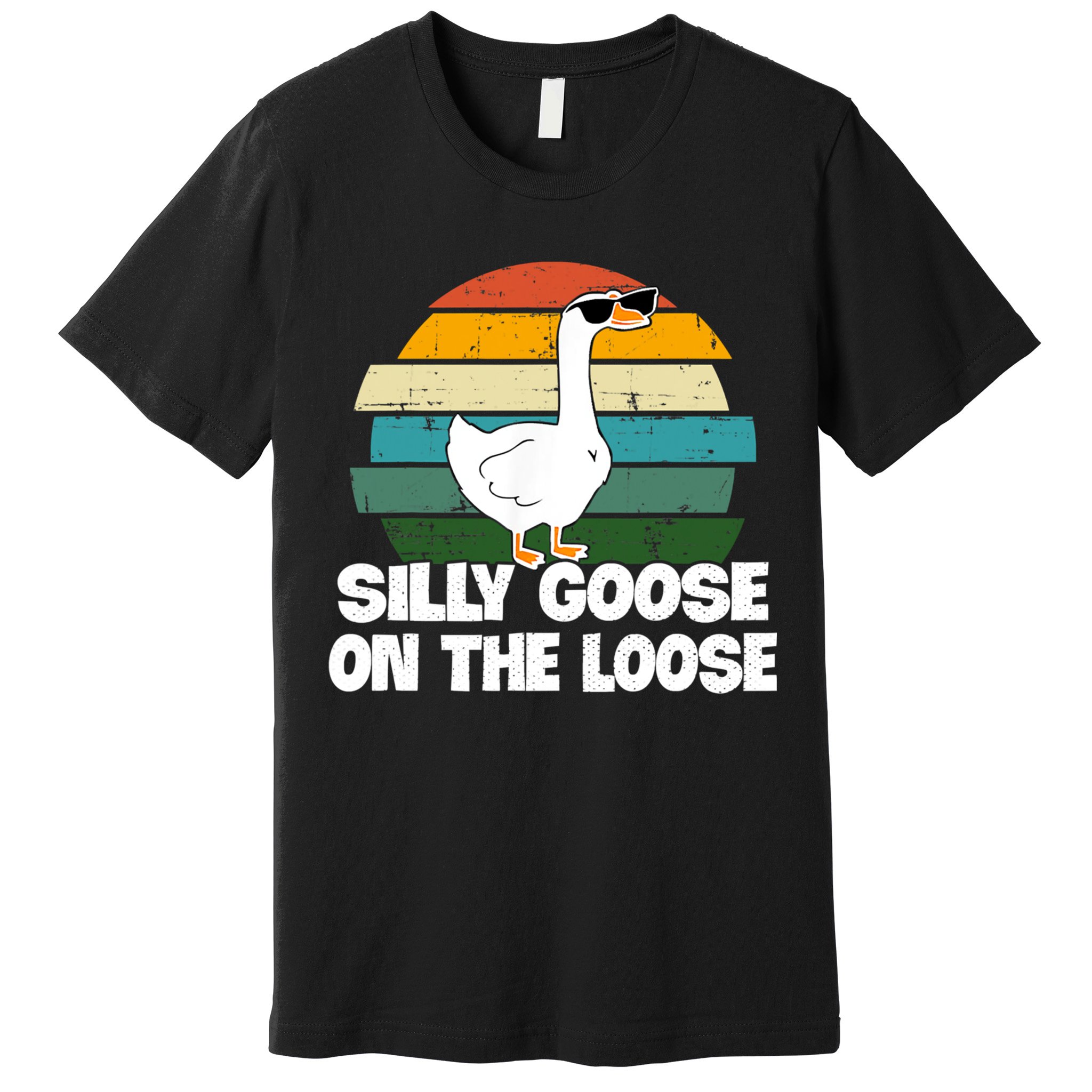 Silly Goose On The Loose Vintage Retro Sunset Premium T-Shirt