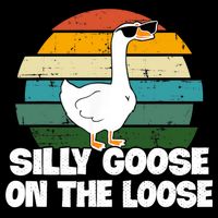 Silly Goose On The Loose Vintage Retro Sunset Womens T-Shirt