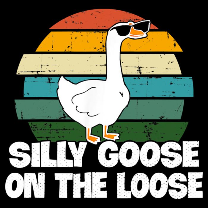 Silly Goose On The Loose Vintage Retro Sunset Womens T-Shirt