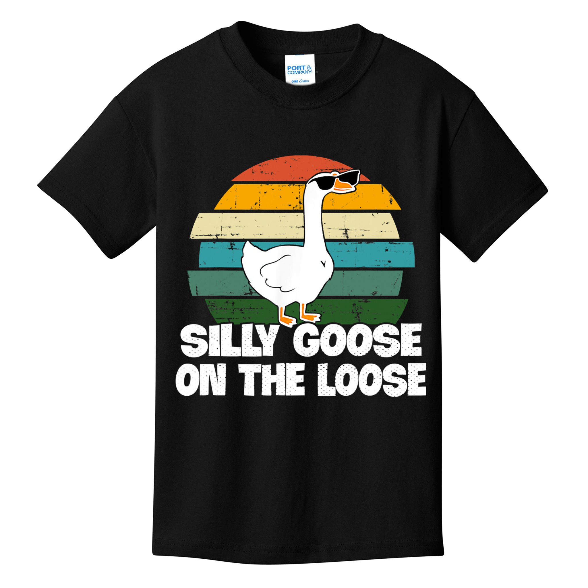 Silly Goose On The Loose Vintage Retro Sunset Kids T-Shirt