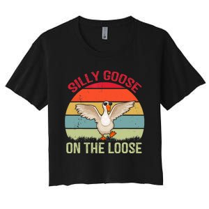 Silly Goose On The Loose Funny Saying Women's Crop Top Tee