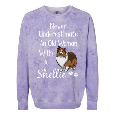 Sheltie Gift Old And Sheltie Funny Sheltie Mom Cool Gift Colorblast Crewneck Sweatshirt