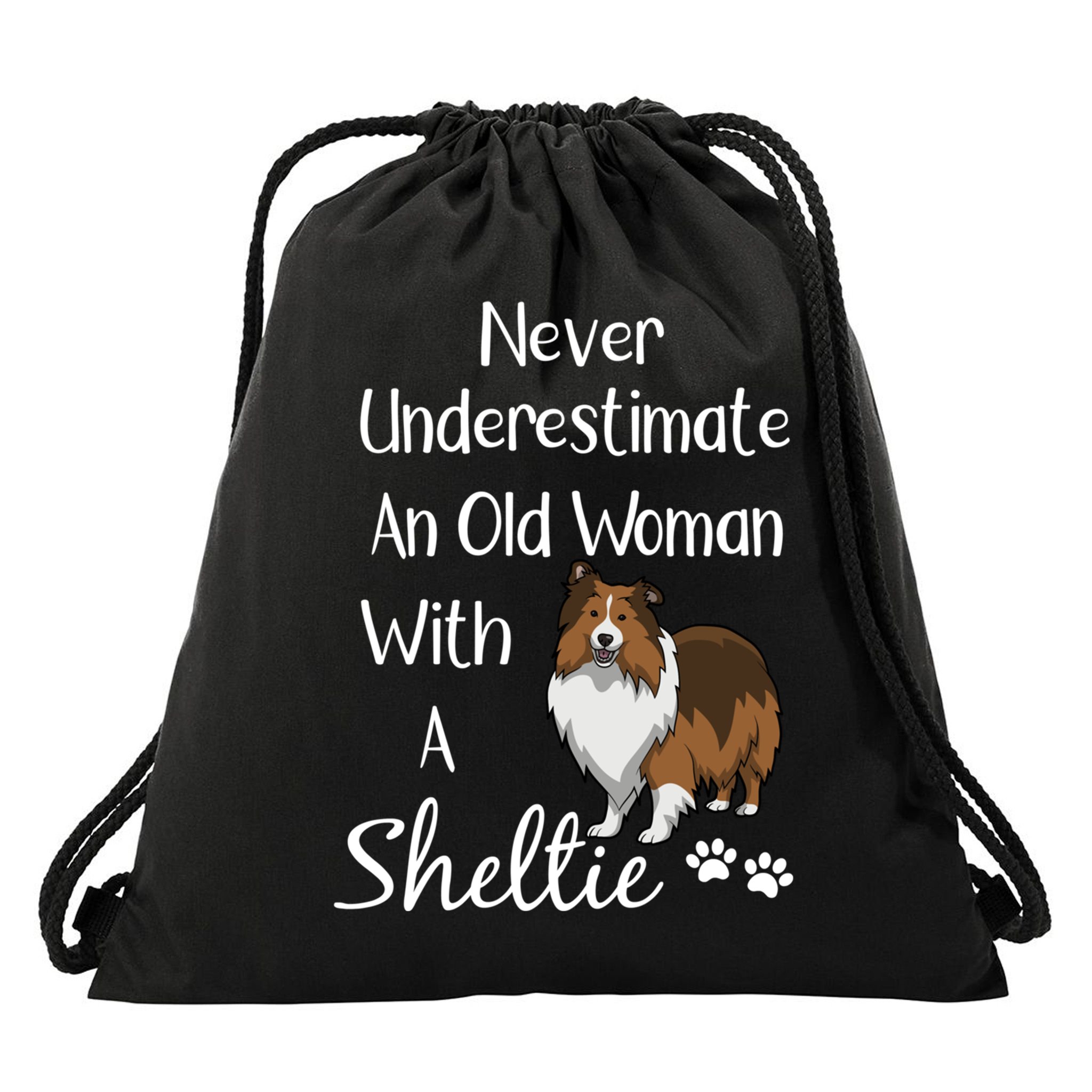 Sheltie Gift Old And Sheltie Funny Sheltie Mom Cool Gift Drawstring Bag