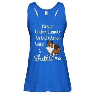 Sheltie Gift Old And Sheltie Funny Sheltie Mom Cool Gift Ladies Essential Flowy Tank