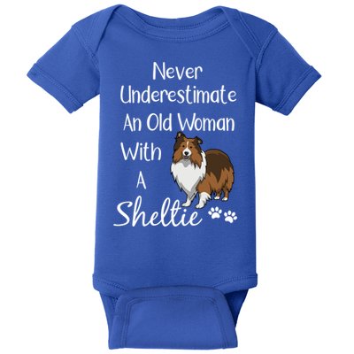 Sheltie Gift Old And Sheltie Funny Sheltie Mom Cool Gift Baby Bodysuit