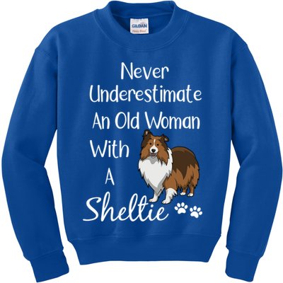 Sheltie Gift Old And Sheltie Funny Sheltie Mom Cool Gift Kids Sweatshirt