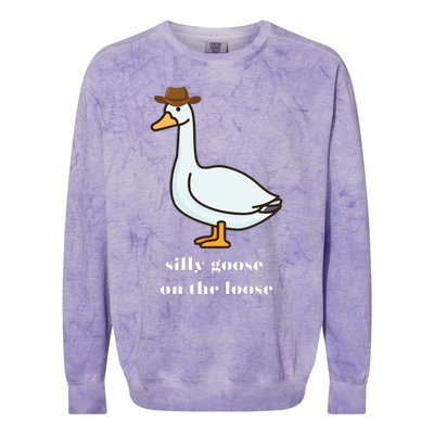 Silly Goose On The Loose Cowboy Duck Colorblast Crewneck Sweatshirt