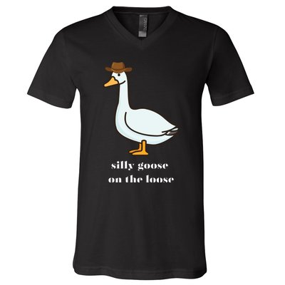 Silly Goose On The Loose Cowboy Duck V-Neck T-Shirt