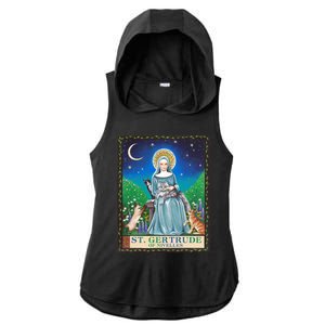 St. Gertrude Of Nivelles Patron Saint Of Cats Lovers Gifts Ladies PosiCharge Tri-Blend Wicking Draft Hoodie Tank