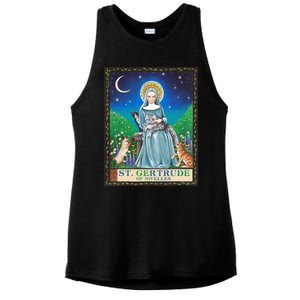 St. Gertrude Of Nivelles Patron Saint Of Cats Lovers Gifts Ladies PosiCharge Tri-Blend Wicking Tank