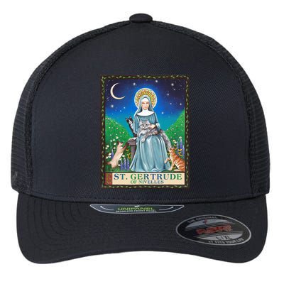 St. Gertrude Of Nivelles Patron Saint Of Cats Lovers Gifts Flexfit Unipanel Trucker Cap