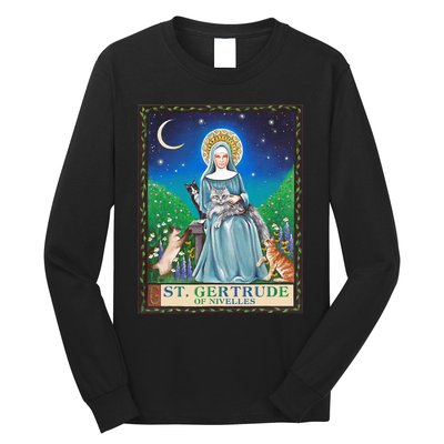 St. Gertrude Of Nivelles Patron Saint Of Cats Lovers Gifts Long Sleeve Shirt