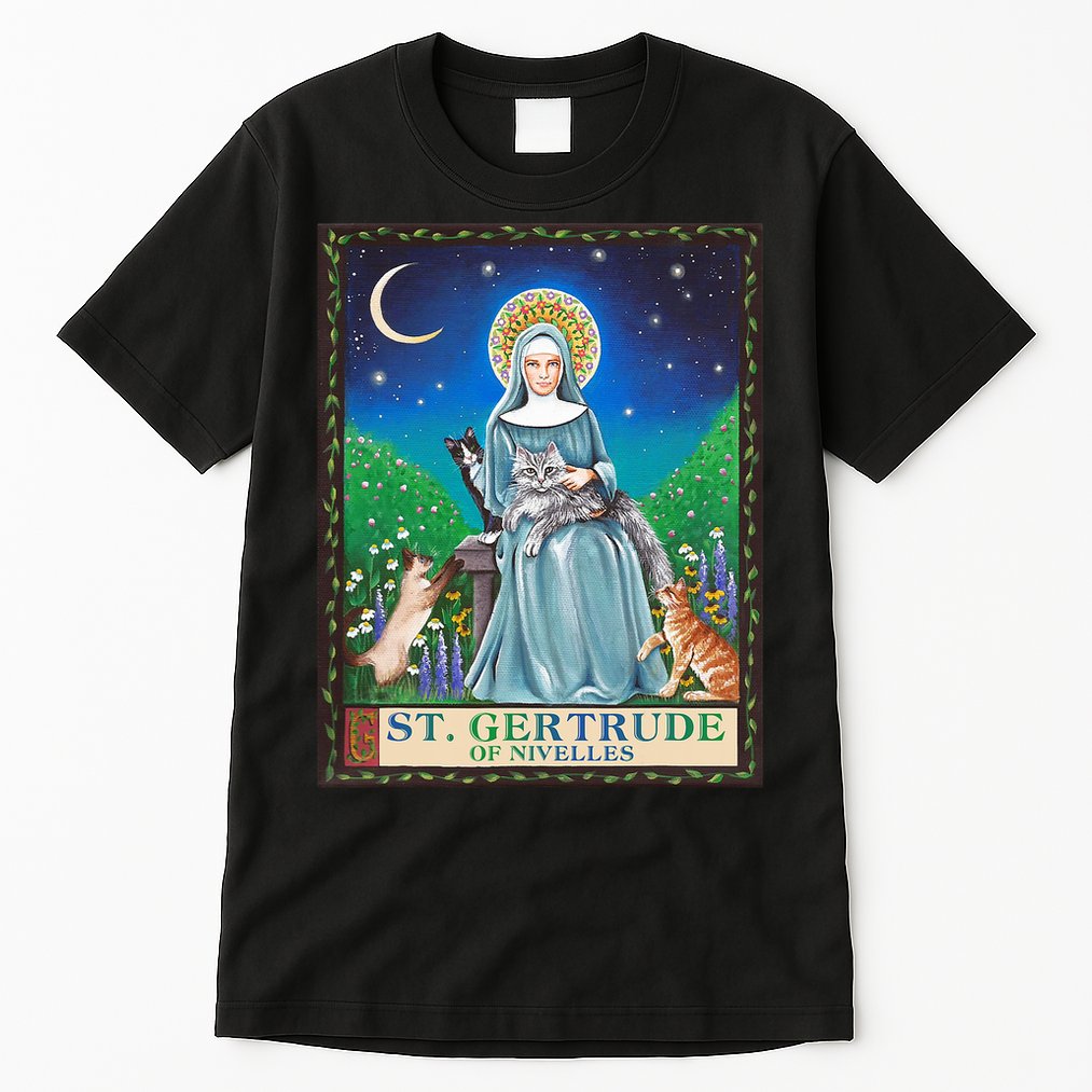 St. Gertrude Of Nivelles Patron Saint Of Cats Lovers Gifts Tall T-Shirt