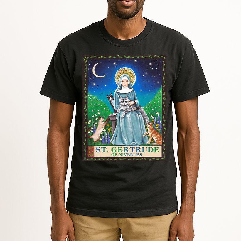 St. Gertrude Of Nivelles Patron Saint Of Cats Lovers Gifts Tall T-Shirt