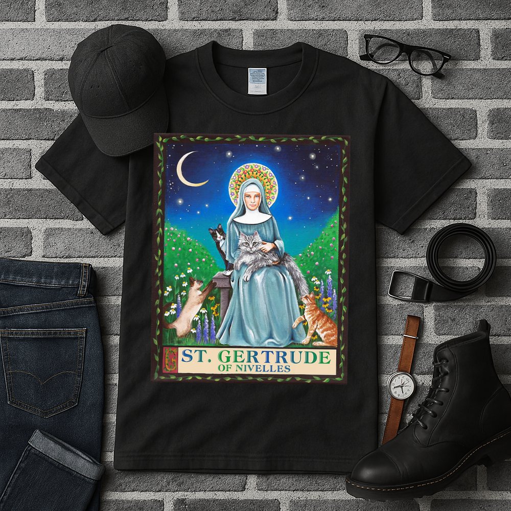 St. Gertrude Of Nivelles Patron Saint Of Cats Lovers Gifts Tall T-Shirt