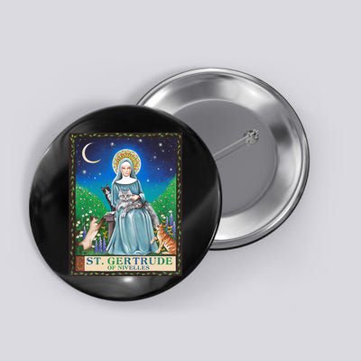 St. Gertrude Of Nivelles Patron Saint Of Cats Lovers Gifts Button
