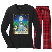 St. Gertrude Of Nivelles Patron Saint Of Cats Lovers Gifts Women's Long Sleeve Flannel Pajama Set 