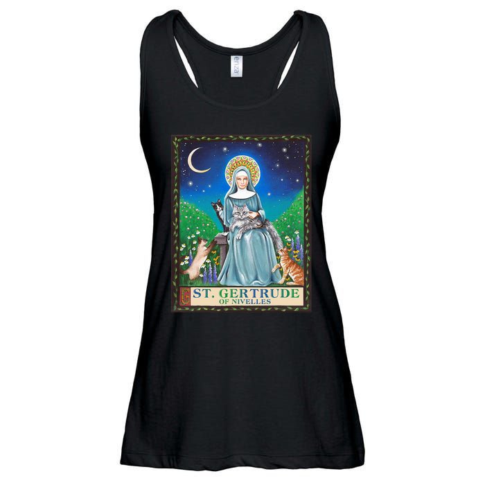 St. Gertrude Of Nivelles Patron Saint Of Cats Lovers Gifts Ladies Essential Flowy Tank