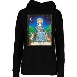 St. Gertrude Of Nivelles Patron Saint Of Cats Lovers Gifts Womens Funnel Neck Pullover Hood