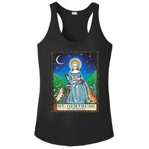 St. Gertrude Of Nivelles Patron Saint Of Cats Lovers Gifts Ladies PosiCharge Competitor Racerback Tank