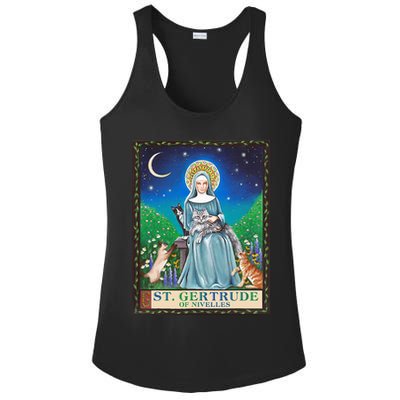 St. Gertrude Of Nivelles Patron Saint Of Cats Lovers Gifts Ladies PosiCharge Competitor Racerback Tank