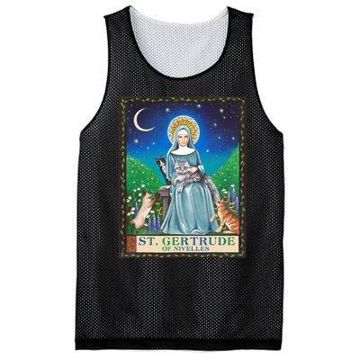 St. Gertrude Of Nivelles Patron Saint Of Cats Lovers Gifts Mesh Reversible Basketball Jersey Tank