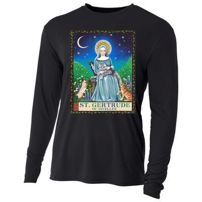 St. Gertrude Of Nivelles Patron Saint Of Cats Lovers Gifts Cooling Performance Long Sleeve Crew