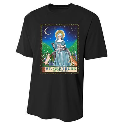 St. Gertrude Of Nivelles Patron Saint Of Cats Lovers Gifts Performance Sprint T-Shirt