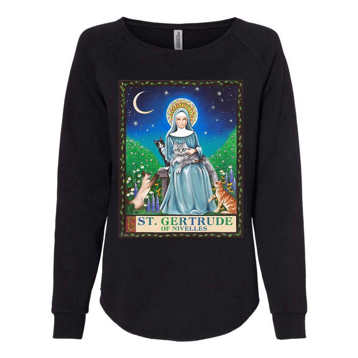 St. Gertrude Of Nivelles Patron Saint Of Cats Lovers Gifts Womens California Wash Sweatshirt