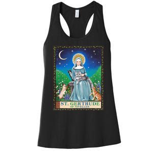 St. Gertrude Of Nivelles Patron Saint Of Cats Lovers Gifts Women's Racerback Tank