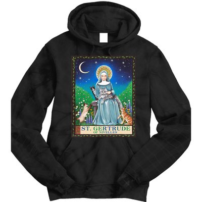 St. Gertrude Of Nivelles Patron Saint Of Cats Lovers Gifts Tie Dye Hoodie