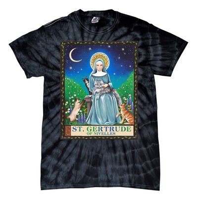 St. Gertrude Of Nivelles Patron Saint Of Cats Lovers Gifts Tie-Dye T-Shirt