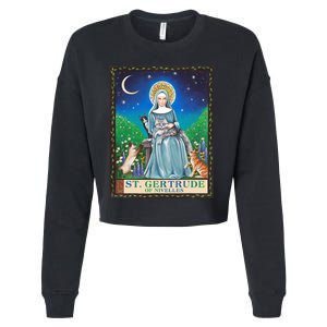 St. Gertrude Of Nivelles Patron Saint Of Cats Lovers Gifts Cropped Pullover Crew