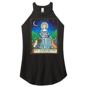 St. Gertrude Of Nivelles Patron Saint Of Cats Lovers Gifts Women's Perfect Tri Rocker Tank