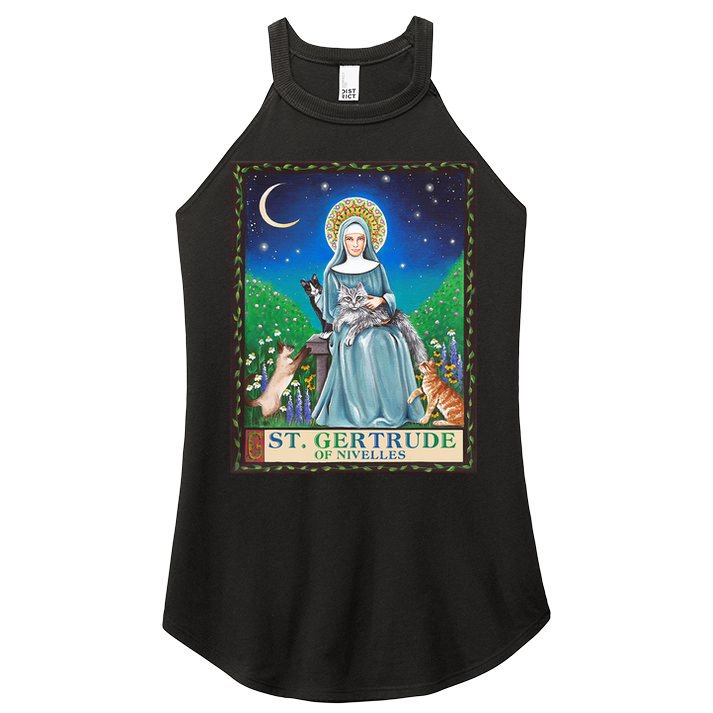 St. Gertrude Of Nivelles Patron Saint Of Cats Lovers Gifts Women's Perfect Tri Rocker Tank