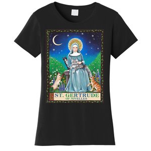 St. Gertrude Of Nivelles Patron Saint Of Cats Lovers Gifts Women's T-Shirt