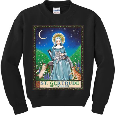 St. Gertrude Of Nivelles Patron Saint Of Cats Lovers Gifts Kids Sweatshirt