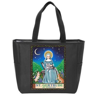 St. Gertrude Of Nivelles Patron Saint Of Cats Lovers Gifts Zip Tote Bag