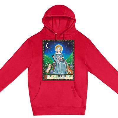 St. Gertrude Of Nivelles Patron Saint Of Cats Lovers Gifts Premium Pullover Hoodie