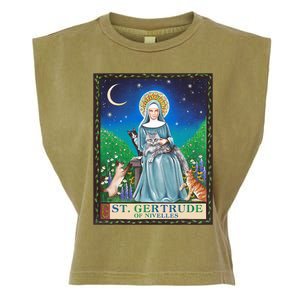 St. Gertrude Of Nivelles Patron Saint Of Cats Lovers Gifts Garment-Dyed Women's Muscle Tee