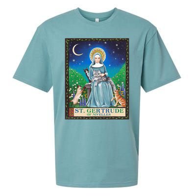 St. Gertrude Of Nivelles Patron Saint Of Cats Lovers Gifts Sueded Cloud Jersey T-Shirt