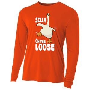 Silly Goose On The Loose Funny Goose Quote Cooling Performance Long Sleeve Crew