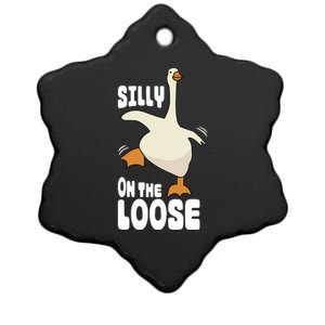 Silly Goose On The Loose Funny Goose Quote Ceramic Star Ornament