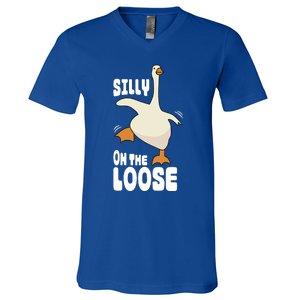 Silly Goose On The Loose Funny Goose Quote V-Neck T-Shirt