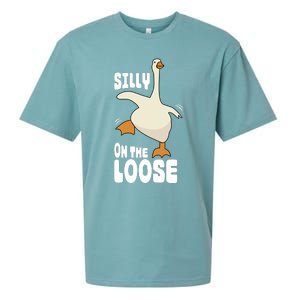 Silly Goose On The Loose Funny Goose Quote Sueded Cloud Jersey T-Shirt